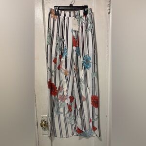 Free the Roses Striped Floral pants